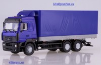 Коллекционная масштабная модель 1:43 Бортовой автомобиль МАЗ-6312  с тентом, синий (АИСТ)
